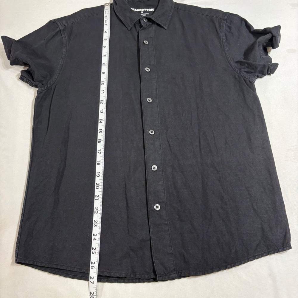Bearbottom Linen Cotton Shirt Mens Small Black Short Sleeve Button Down Casual - Picture 6 of 6